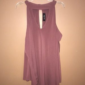 Purple open shouldered high neck blouse